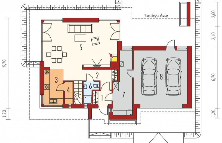 Projekt domu piętrowego Rodrigo IV G2 - parter