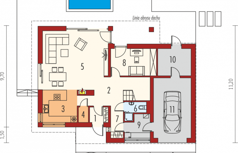 Projekt domu tradycyjnego Santiago G1 ENERGO - parter