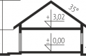 Projekt domu jednorodzinnego Swen - przekrój 1