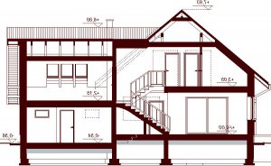 Przekrój projektu Noelia Bis 2M w wersji lustrzanej