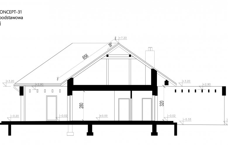 Projekt domu nowoczesnego HomeKoncept 31 - przekrój 1