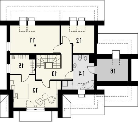 Rzut projektu LAGUNA 3 - wersja lustrzana