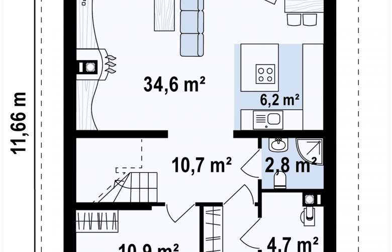 Projekt domu z poddaszem Z38 plus - 