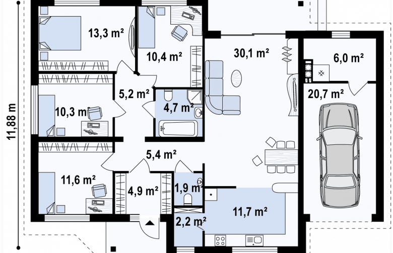 Projekt domu parterowego Z41 A GP - 