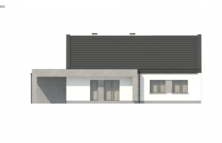 Projekt domu parterowego Z53 A - elewacja 2