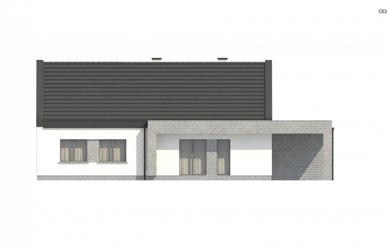 Projekt domu parterowego Z53 A - elewacja 2