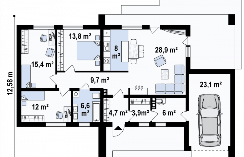 Projekt domu parterowego Z53 A - 