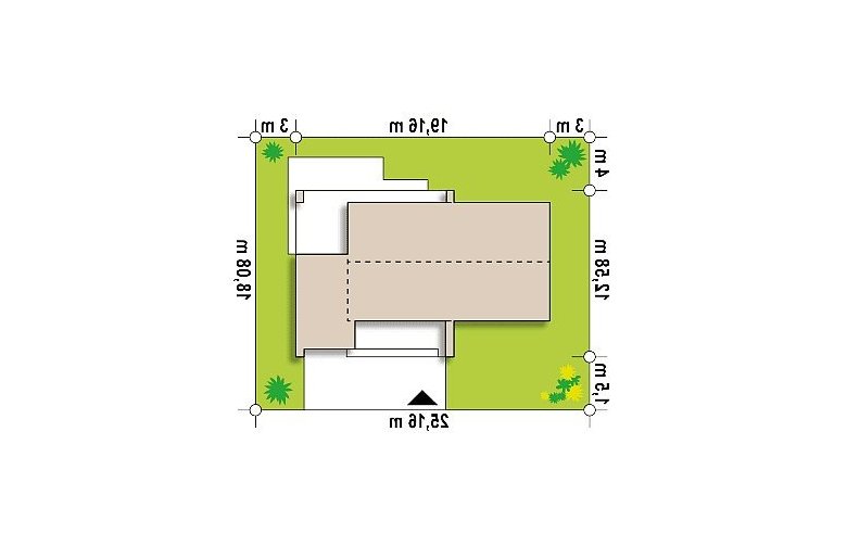 Projekt domu parterowego Z53 A - Usytuowanie - wersja lustrzana