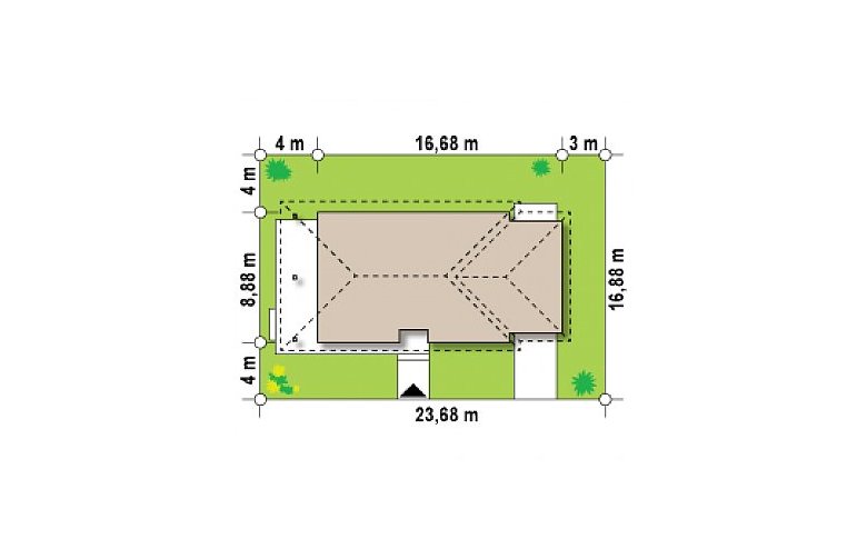 Projekt domu parterowego Z55  GP - Usytuowanie