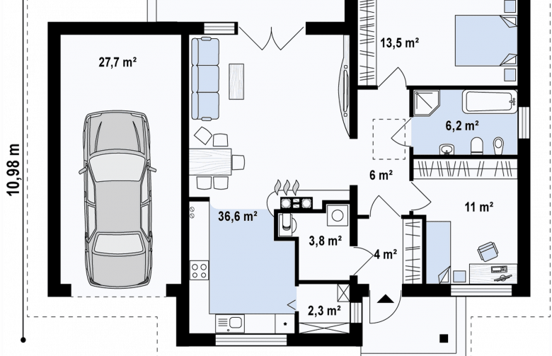 Projekt domu parterowego Z64 GL v2 - 