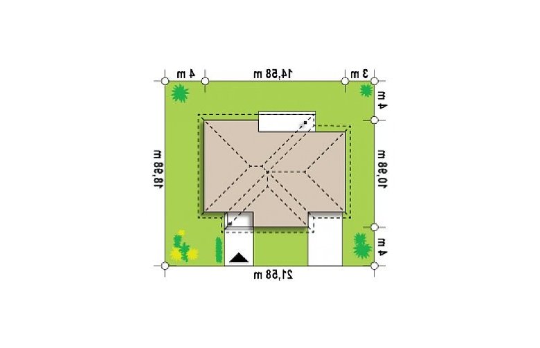 Projekt domu parterowego Z64 GL v2 - Usytuowanie - wersja lustrzana