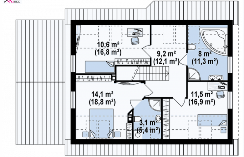 Projekt domu z poddaszem Z66 L GL - 