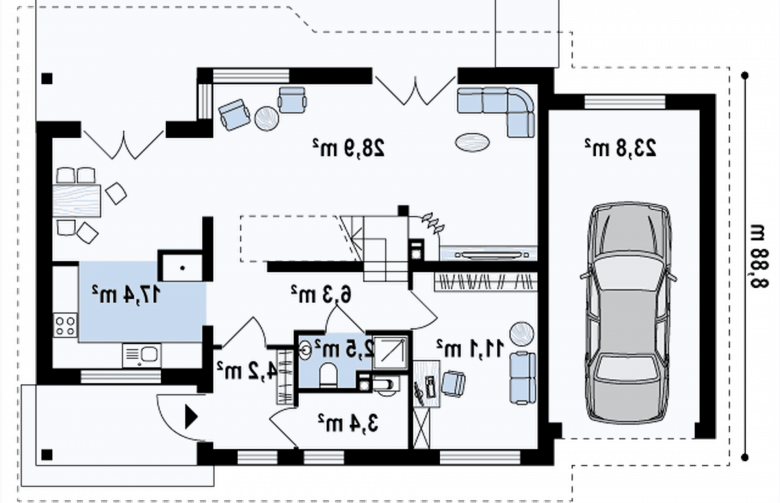 Projekt domu z poddaszem Z66 L GL - 