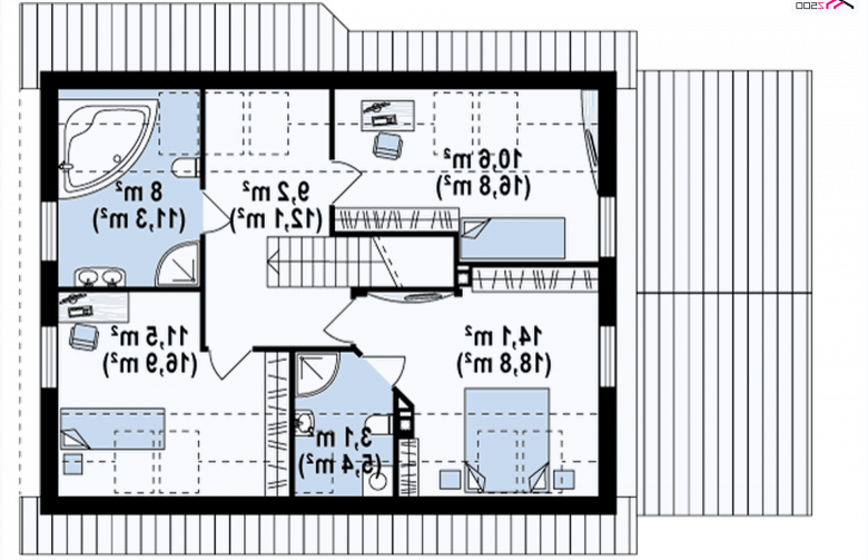 Projekt domu z poddaszem Z66 L GL - 