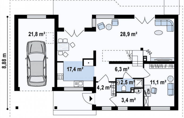 Projekt domu z poddaszem Z66 GL + - 