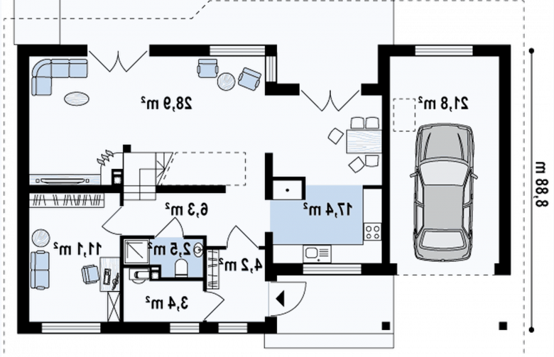 Projekt domu z poddaszem Z66 GL + - 