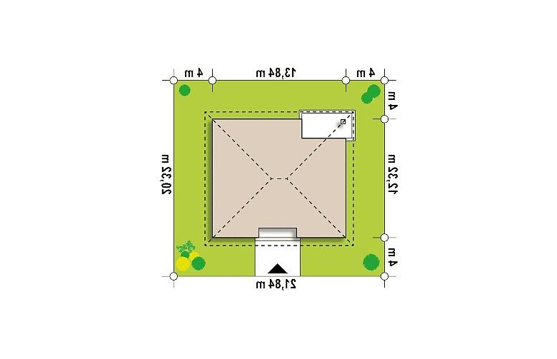 Projekt domu parterowego Z67 A - Usytuowanie - wersja lustrzana