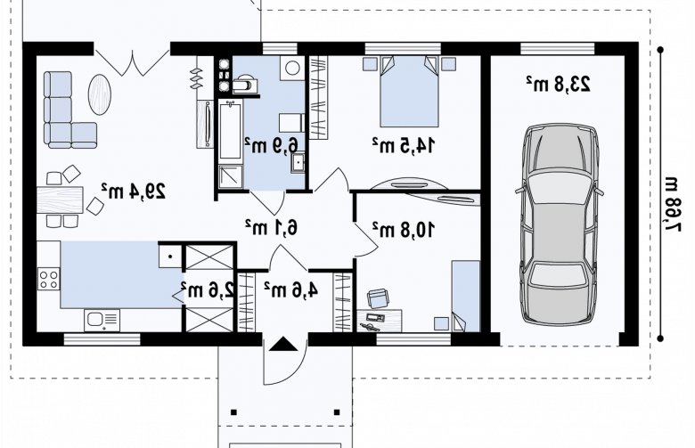 Projekt domu parterowego Z72 GL - 