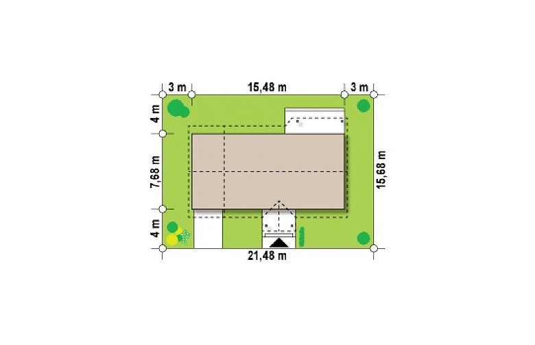 Projekt domu parterowego Z72 GL - Usytuowanie