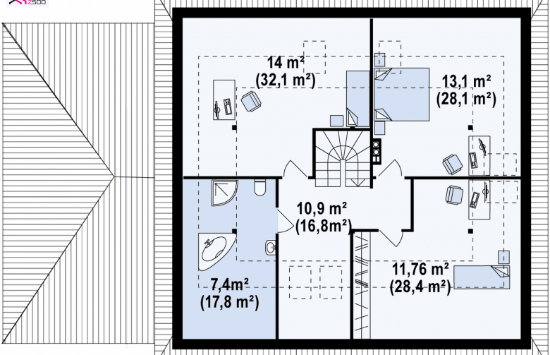 Projekt domu z poddaszem Z84 GL - 