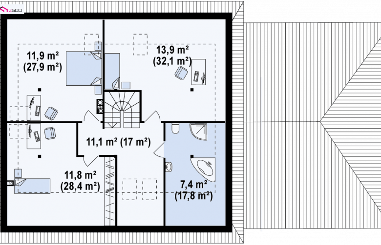 Projekt domu z poddaszem Z84 L GP2 - 