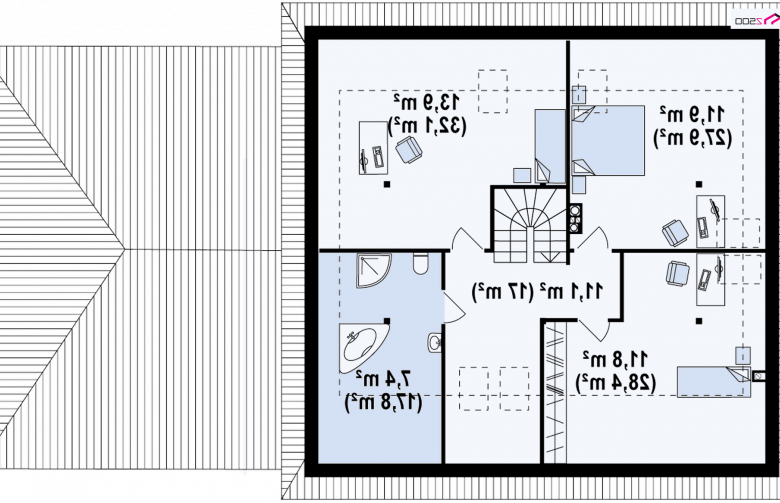 Projekt domu z poddaszem Z84 L GP2 - 