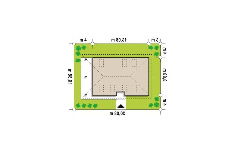 Projekt domu z poddaszem Z85 v2 - Usytuowanie - wersja lustrzana