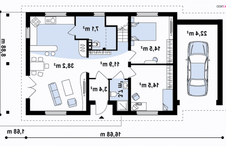 Projekt domu z poddaszem Z85 GL - 