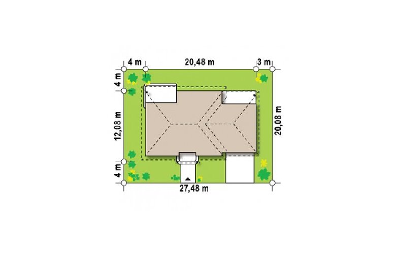 Projekt domu parterowego Z86 v.2 - Usytuowanie