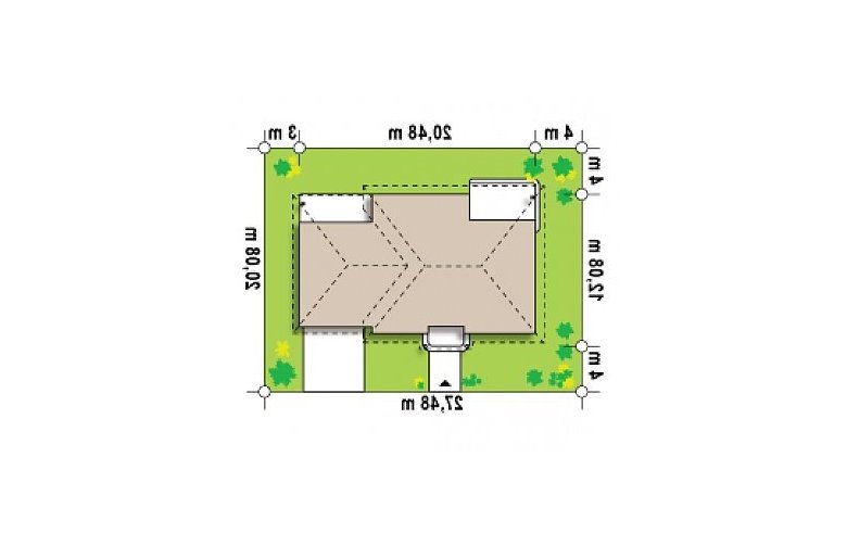 Projekt domu parterowego Z86 v.2 - Usytuowanie - wersja lustrzana