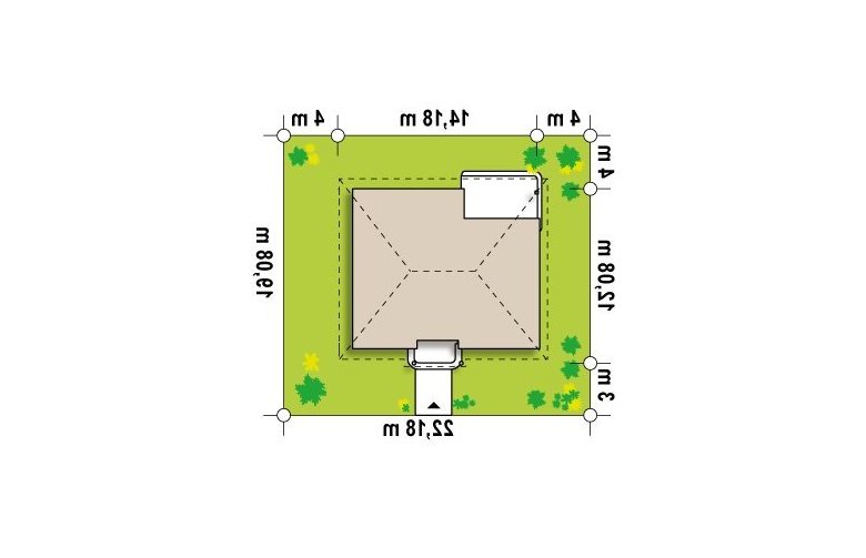 Projekt domu parterowego Z86 bG - Usytuowanie - wersja lustrzana