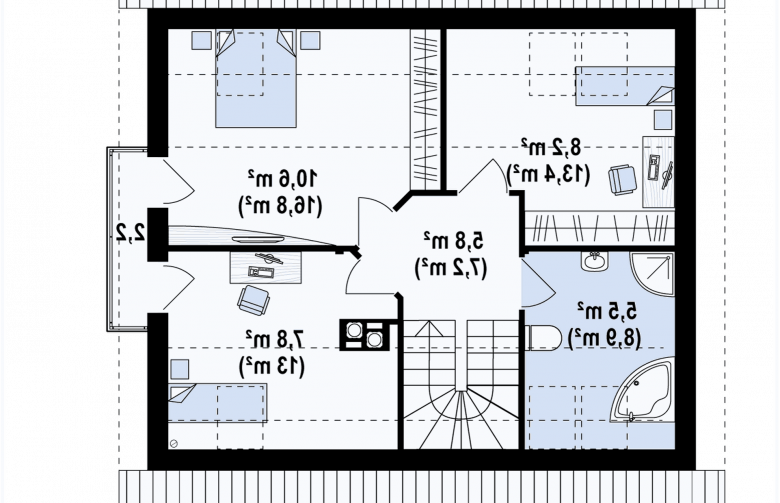 Projekt domu z poddaszem Z101 v2 - 