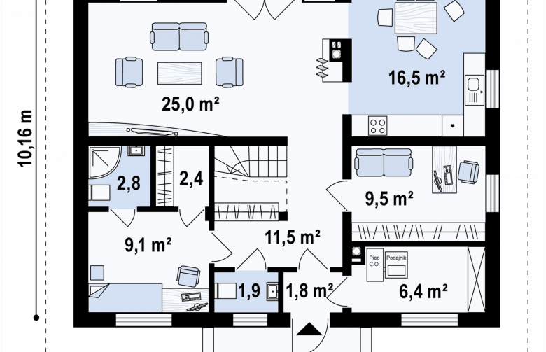 Projekt domu z poddaszem Z121 A - 