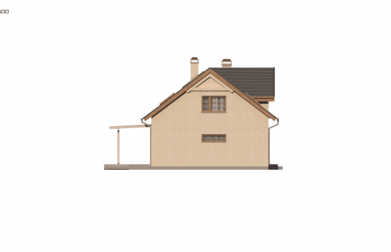 Projekt domu z poddaszem Z122 v2 - elewacja 2
