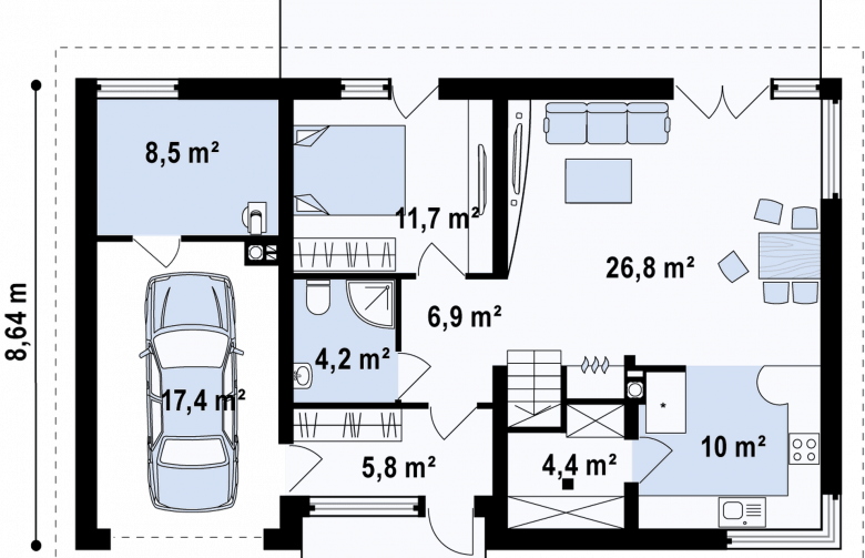 Projekt domu z poddaszem Z122 v2 - 