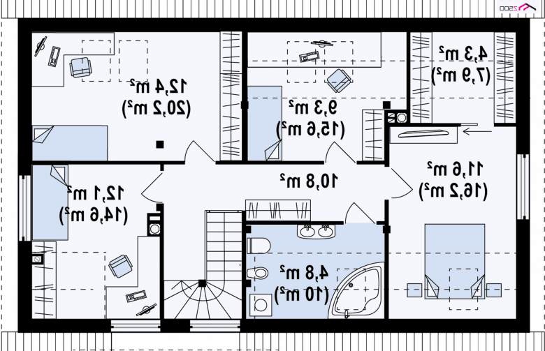 Projekt domu z poddaszem Z122 v2 - 