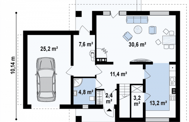 Projekt domu z poddaszem Z134 GL - 