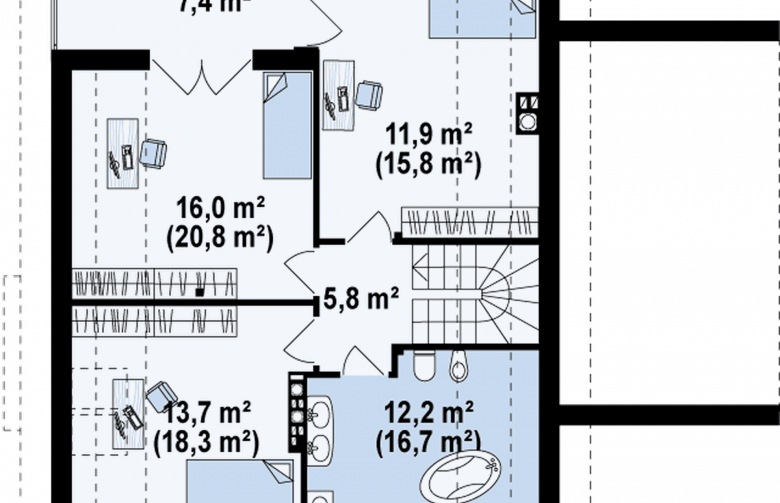 Projekt domu z poddaszem Z166 GP - 