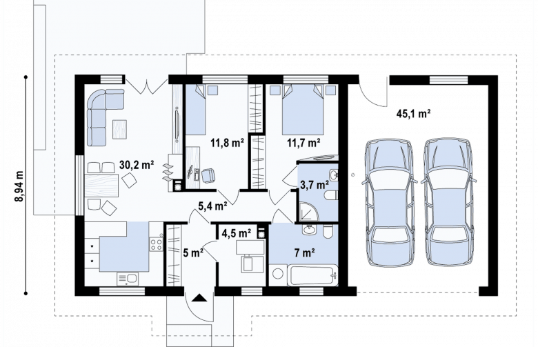 Projekt domu parterowego Z308 GP2 - 