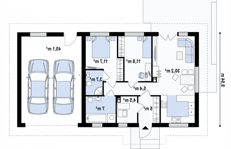 Projekt domu parterowego Z308 GP2 - 