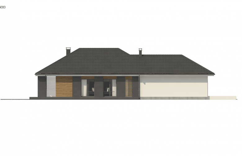 Projekt domu parterowego Z327 - elewacja 3