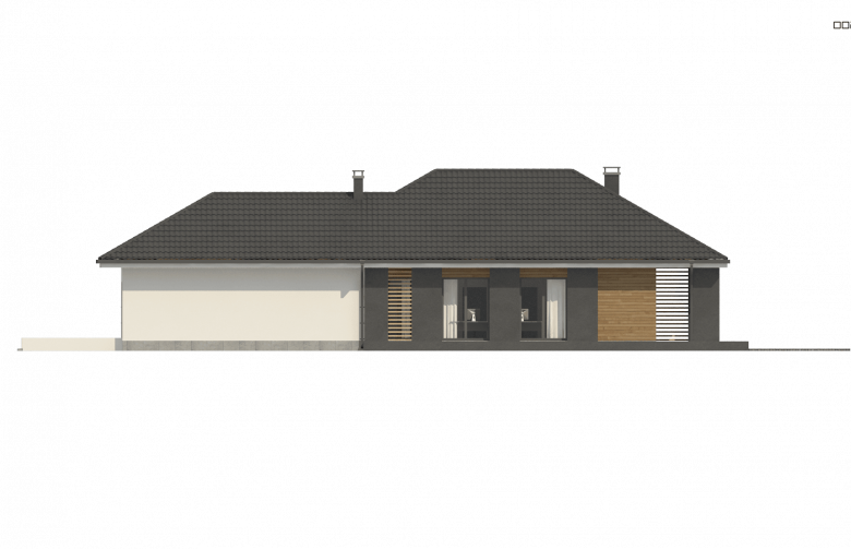 Projekt domu parterowego Z327 - elewacja 3