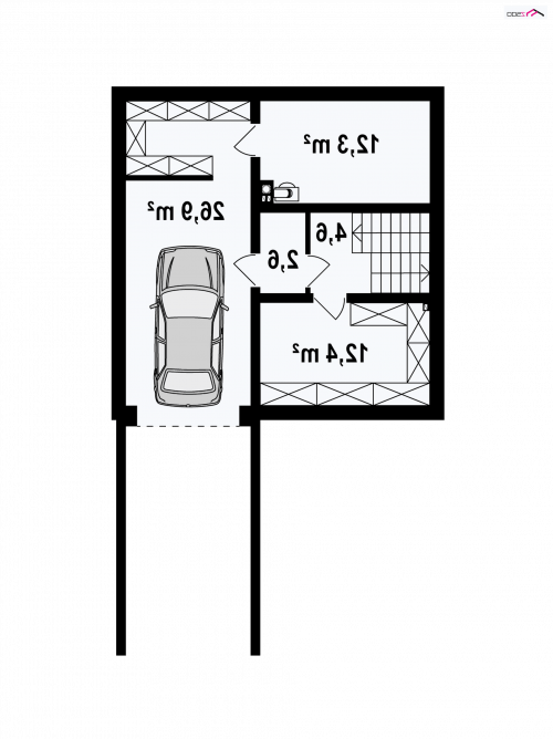 Rzut projektu Z339 - wersja lustrzana