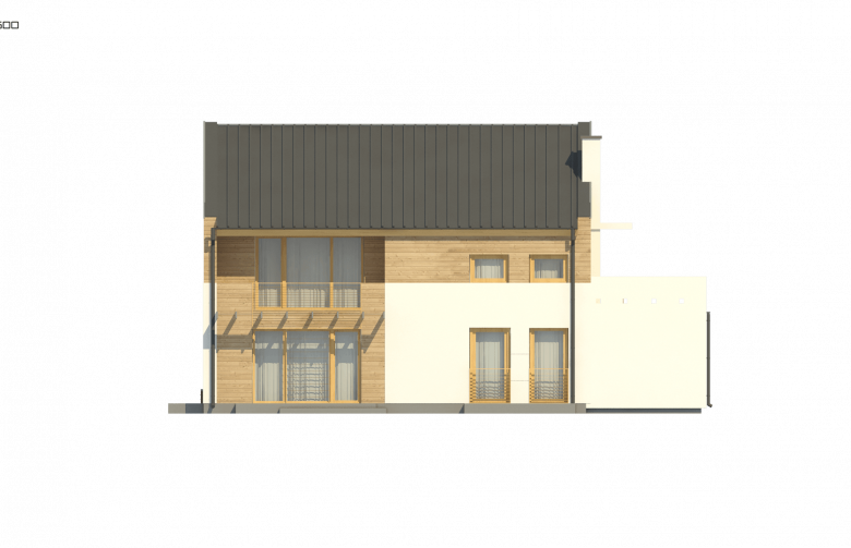 Projekt domu piętrowego Zx11 E - elewacja 3