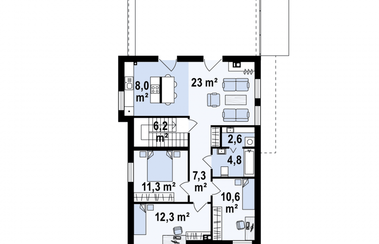 Projekt domu piętrowego Zx45 2m - 