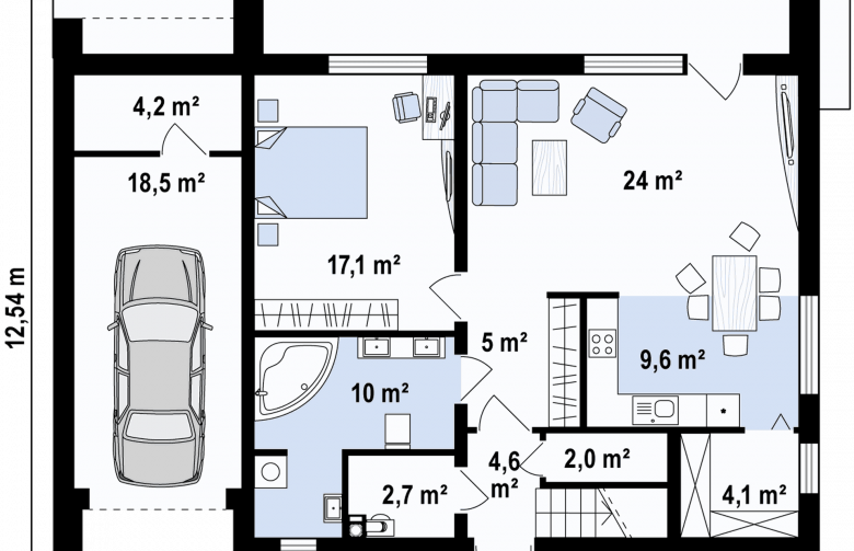 Projekt domu piętrowego Zx55 2m - 