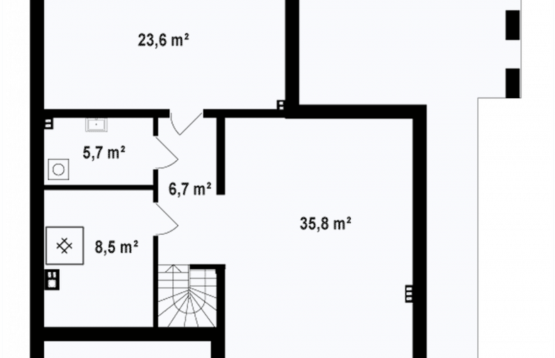 Projekt domu parterowego Zx57 p - rzut piwnicy