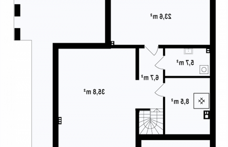 Projekt domu parterowego Zx57 p - rzut piwnicy