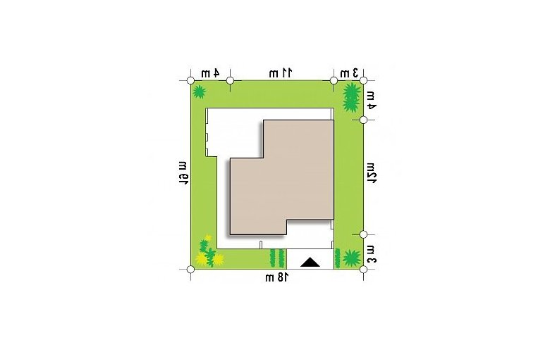 Projekt domu parterowego Zx57 p - Usytuowanie - wersja lustrzana