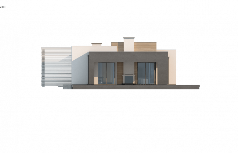 Projekt domu parterowego Zx65 + - elewacja 1